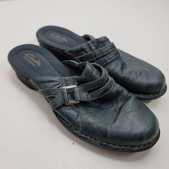 Blue Leather Clarks Mule - Picture 5 of 8